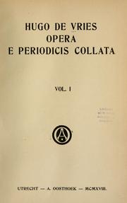 Cover of: Opera e periodicis collata. by Vries, Hugo de