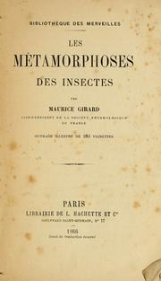 Cover of: Les métamorphoses des insects