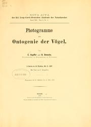 Cover of: Photogramme zur ontogenie der vögel by Karl Wilhelm von Kupffer