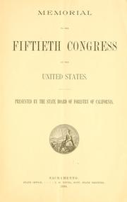 Cover of: Memorial to the Fiftieth Congress of the United States by California. State Board of Forestry.