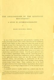 Cover of: The Anglo-Saxons of the Kentucky mountains: a study in anthropogeography