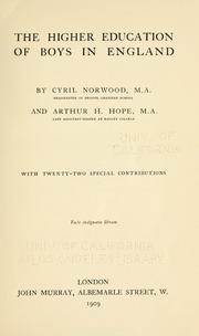Cover of: higher education of boys in England | Norwood, Cyril Sir