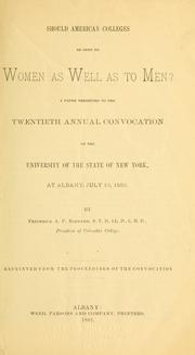 Cover of: Should American colleges be open to women as well as to men?