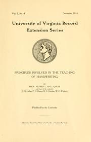 Cover of: Principles involved in the teaching of handwriting