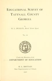 Educational survey of Tattnall County, Georgia by Georgia. Dept. of Education.