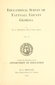 Cover of: Educational survey of Tattnall County, Georgia