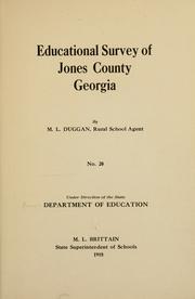 Cover of: Educational survey of Jones County, Georgia