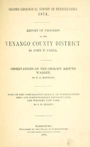 Cover of: Report of progress in the Venango county district