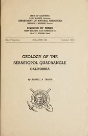 Cover of: Geology of the Sebastopol quadrangle, California by Russell Burton Travis