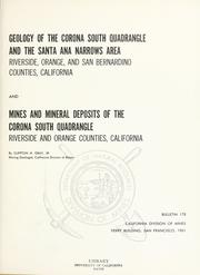 Cover of: Geology of the Corona South quadrangle and the Santa Ana narrows area | Cliffton H. Gray