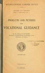 Cover of: Problems and methods of vocational guidance