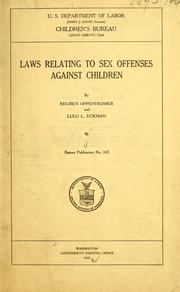 Laws relating to sex offenses against children by United States. Children's Bureau.