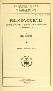 Public dance halls, their regulation and place in the recreation of adolescents