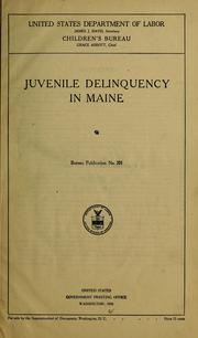 Cover of: Juvenile delinquency in Maine 