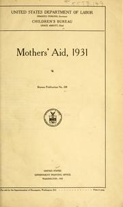 Cover of: Mothers' aid, 1931 