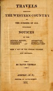 Cover of: Travels through the western country in the summer of 1816 by Thomas, David