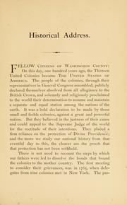 Cover of: Washington County, and the early settlement of Ohio: being the centennial historical address, before the citizens of Washington County