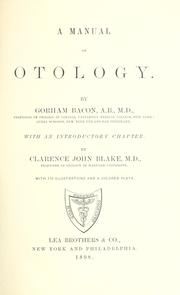 Cover of: A manual of otology.