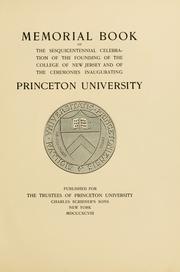 Cover of: Memorial book of the sesquicentennial celebration of the founding of the College of New Jersey and of the ceremonies inaugurating Princeton University.