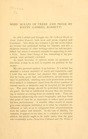 Cover of: Some scraps of verse and prose by Dante Gabriel Rossetti