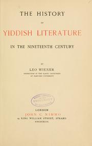 Cover of: The history of Yiddish literature in the nineteenth century