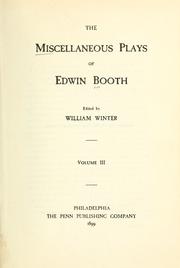 Cover of: The miscellaneous plays of Edwin Booth