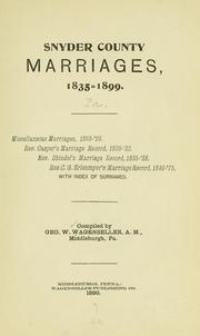 Cover of: Snyder county marriages, 1835-1899 ...