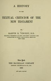 Cover of: A history of the textual criticism of the New Testament