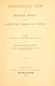 Cover of: Representative poems of Robert Burns: with Carlyle's essay on Burns