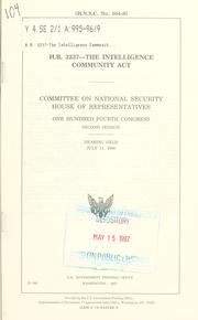 Cover of: H.R. 3237--the Intelligence Community Act