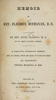 Cover of: Memoir of Rev. Claudius Buchanan, D.D.