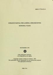 Cover of: Guidance manual for landfill sites receiving municipal waste. by 