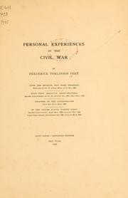 Cover of: Personal experiences in the Civil War by Frederick Tomlinson Peet