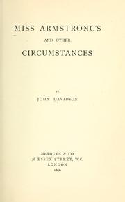 Cover of: Miss Armstrong's and other circumstances by John Davidson
