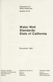 Cover of: Water well standards, state of California by California. Dept. of Water Resources.