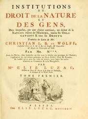 Cover of: Institutions du droit de la nature et des gens by Christian Wolff