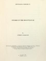 Studies in the Begoniaceae by Andrey I. Baranov