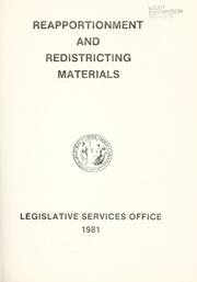 Cover of: Reapportionment and redistricting materials.