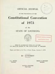 Cover of: Records of the Louisiana Constitutional Convention of 1973.