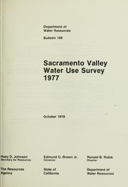 Cover of: Sacramento Valley water use survey, 1977