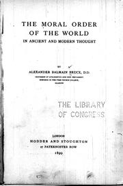 Cover of: The moral order of the world.