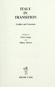 Cover of: Italy in transition: conflict and consensus