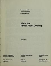 Cover of: Water for power plant cooling.