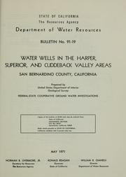 Cover of: Water wells in the Harper, Superior, and Cuddeback Valley areas, San Bernardino County, California.