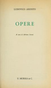 Cover of: Opere.