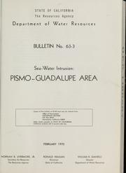 Cover of: Sea-water intrusion: Pismo-Guadalupe Area.