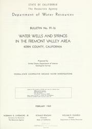 Cover of: Water wells and springs in the Fremont Valley area, Kern County, California
