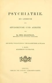 Cover of: Psychiatrie by Emil Kraepelin