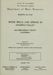 Cover of: Water wells and springs in Ivanpah Valley, San Bernardino County, California
