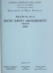 Cover of: Snow survey measurements through 1970. by California. Dept. of Water Resources.